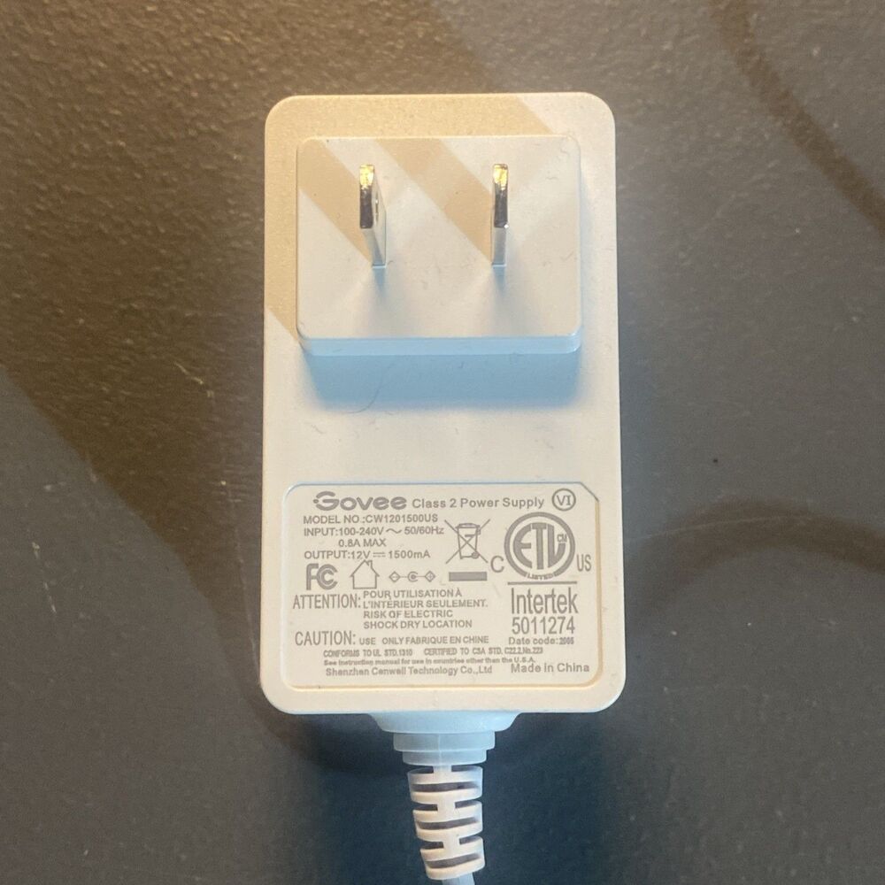 Govee White Class 2 Power Supply Model CW1201500US 12V 1500mA p11